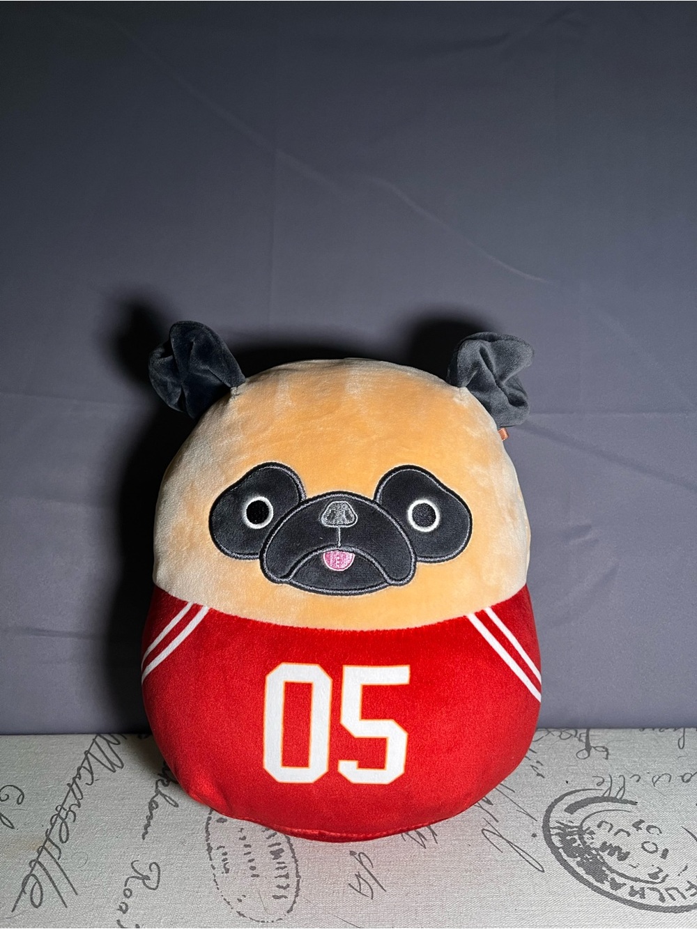 Squishmallow Prince the Football Pug 05 Jersey Pug Dog 8"
